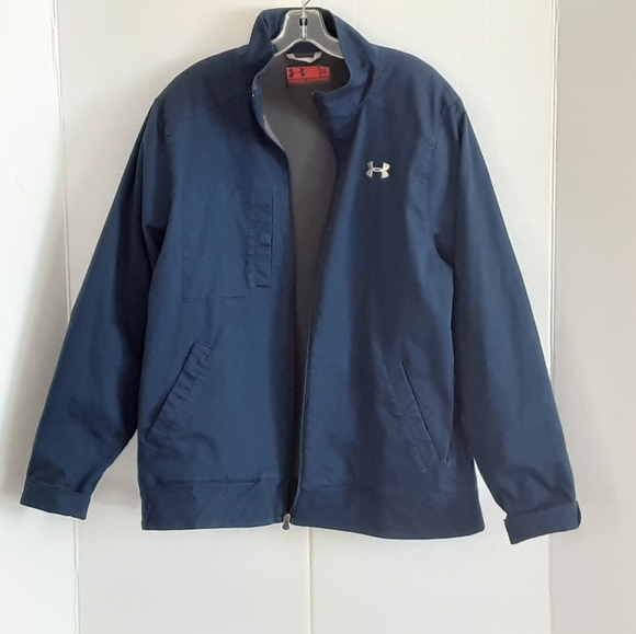 UNDER ARMOUR Infrared Storm Coldgear Fleece Lined Blue Cotton Blend Jacket Sz XL - Picture 2 of 8